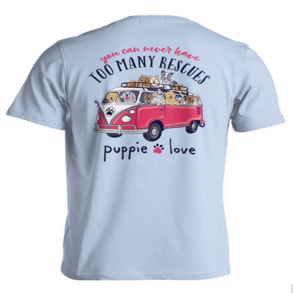 Puppie Love Dog You Can Never Have Too Many Rescues Short Sleeve T-Shirt NEW
